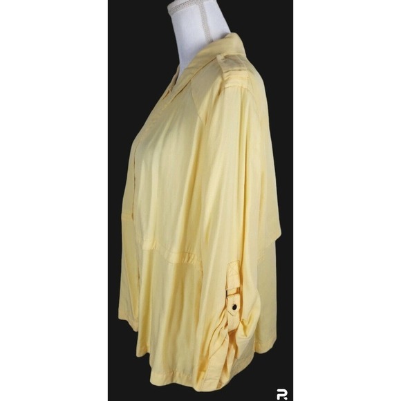 Chico's~Size 3 (XL)~Yellow Unlined Open Front Blazer Collar & Lapels Epaulettess - Picture 11 of 16